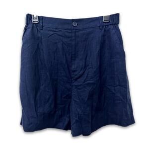Open Edit Shorts Linen Blend High Rise Comfortable Fit Blue Women's Medium NWT